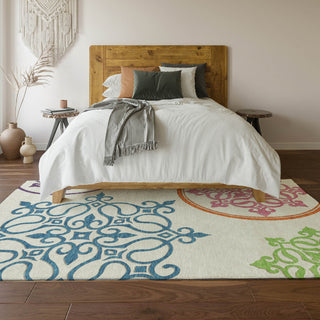 Piper Looms Mayfield Scrolls AMF874 White Machine Washable Area Rug Lifestyle Image Feature