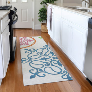 Piper Looms Mayfield Scrolls AMF874 White Machine Washable Area Rug Runner Lifestyle Image Feature