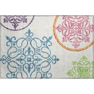 Piper Looms Mayfield Scrolls AMF874 White Machine Washable Area Rug Scatter Main Image