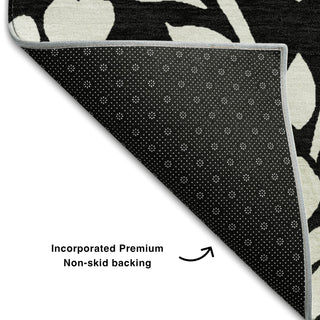 Piper Looms Mayfield Floral AMF875 Black Machine Washable Area Rug Backing Image