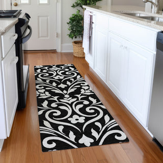 Piper Looms Mayfield Floral AMF875 Black Machine Washable Area Rug Runner Lifestyle Image Feature