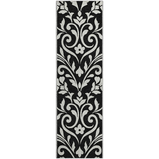 Piper Looms Mayfield Floral AMF875 Black Machine Washable Area Rug Runner Main Image