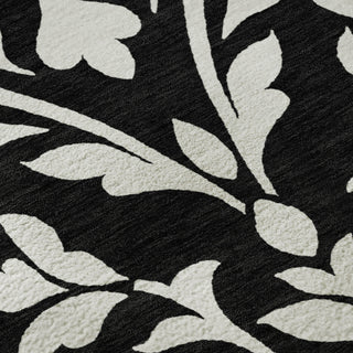 Piper Looms Mayfield Floral AMF875 Black Machine Washable Area Rug Swatch Image