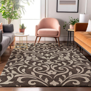 Piper Looms Mayfield Floral AMF875 Chocolate Machine Washable Area Rug Lifestyle Image Feature