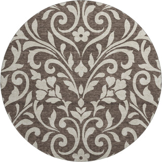 Piper Looms Mayfield Floral AMF875 Chocolate Machine Washable Area Rug Round Main Image