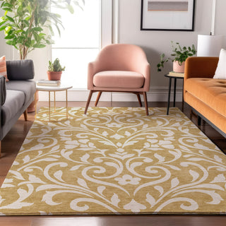 Piper Looms Mayfield Floral AMF875 Gold Machine Washable Area Rug Lifestyle Image Feature