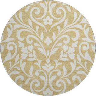 Piper Looms Mayfield Floral AMF875 Gold Machine Washable Area Rug Round Main Image