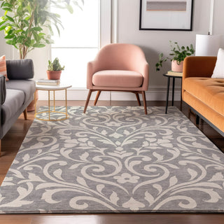 Piper Looms Mayfield Floral AMF875 Gray Machine Washable Area Rug Lifestyle Image Feature