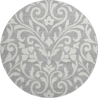 Piper Looms Mayfield Floral AMF875 Gray Machine Washable Area Rug Round Main Image