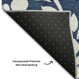Piper Looms Mayfield Floral AMF875 Navy Machine Washable Area Rug Backing Image