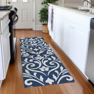 Piper Looms Mayfield Floral AMF875 Navy Machine Washable Area Rug Runner Lifestyle Image Feature