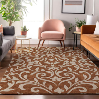 Piper Looms Mayfield Floral AMF875 Paprika Machine Washable Area Rug Lifestyle Image Feature