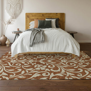 Piper Looms Mayfield Floral AMF875 Paprika Machine Washable Area Rug Lifestyle Image Feature