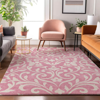 Piper Looms Mayfield Floral AMF875 Pink Machine Washable Area Rug Lifestyle Image Feature