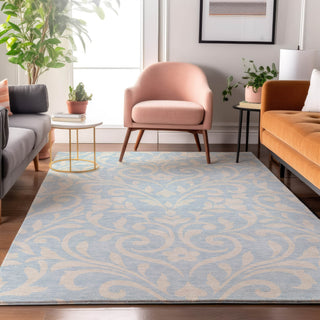 Piper Looms Mayfield Floral AMF875 Sky Machine Washable Area Rug Lifestyle Image Feature