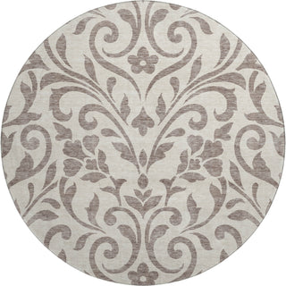 Piper Looms Mayfield Floral AMF875 Taupe Machine Washable Area Rug Round Main Image