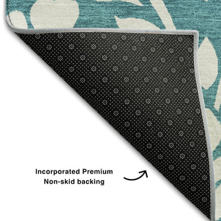 Piper Looms Mayfield Floral AMF875 Teal Machine Washable Area Rug Backing Image