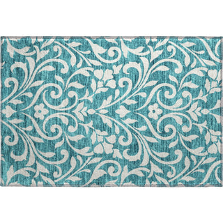 Piper Looms Mayfield Floral AMF875 Teal Machine Washable Area Rug Scatter Main Image