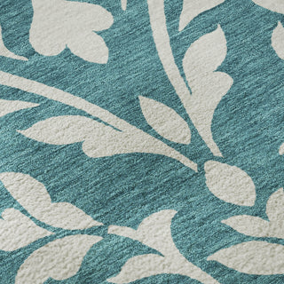 Piper Looms Mayfield Floral AMF875 Teal Machine Washable Area Rug Swatch Image