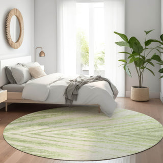 Piper Looms Mayfield Modern AMF876 Aloe Machine Washable Area Rug Round Lifestyle Image Feature