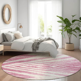 Piper Looms Mayfield Modern AMF876 Blush Machine Washable Area Rug Round Lifestyle Image Feature