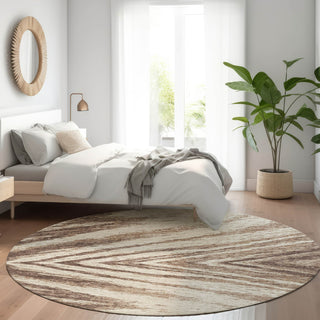 Piper Looms Mayfield Modern AMF876 Brown Machine Washable Area Rug Round Lifestyle Image Feature