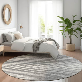 Piper Looms Mayfield Modern AMF876 Gray Machine Washable Area Rug Round Lifestyle Image Feature