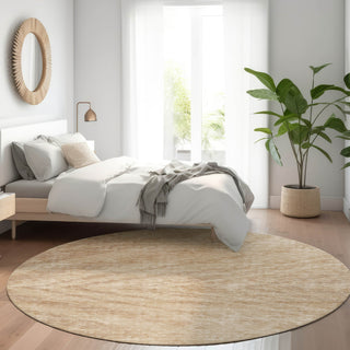 Piper Looms Mayfield Modern AMF876 Khaki Machine Washable Area Rug Round Lifestyle Image Feature