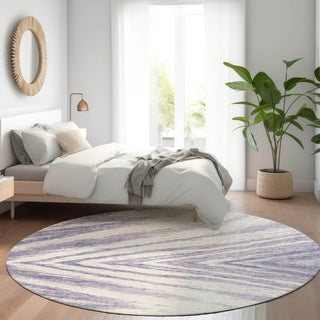 Piper Looms Mayfield Modern AMF876 Lavender Machine Washable Area Rug Round Lifestyle Image Feature