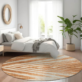 Piper Looms Mayfield Modern AMF876 Paprika Machine Washable Area Rug Round Lifestyle Image Feature