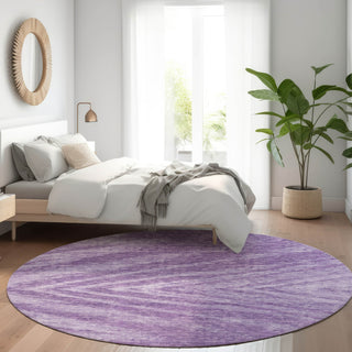 Piper Looms Mayfield Modern AMF876 Purple Machine Washable Area Rug Round Lifestyle Image Feature