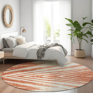 Piper Looms Mayfield Modern AMF876 Salmon Machine Washable Area Rug Round Lifestyle Image Feature