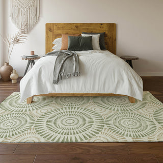 Piper Looms Mayfield Circles AMF877 Aloe Machine Washable Area Rug Lifestyle Image Feature