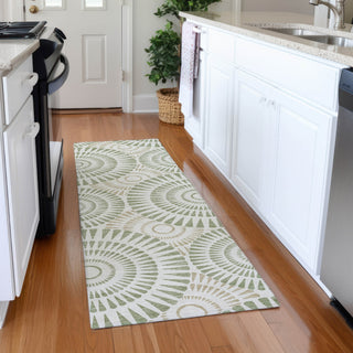 Piper Looms Mayfield Circles AMF877 Aloe Machine Washable Area Rug Runner Lifestyle Image Feature