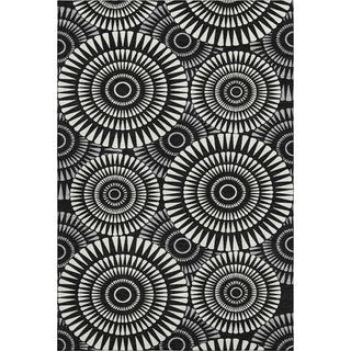 Piper Looms Mayfield Circles AMF877 Black Machine Washable Area Rug main image