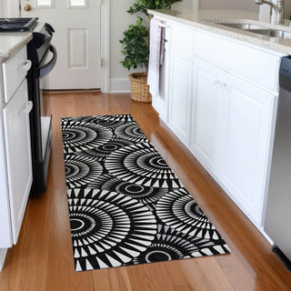 Piper Looms Mayfield Circles AMF877 Black Machine Washable Area Rug Runner Lifestyle Image Feature