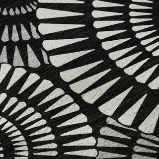 Piper Looms Mayfield Circles AMF877 Black Machine Washable Area Rug Swatch Image