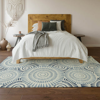 Piper Looms Mayfield Circles AMF877 Blue Machine Washable Area Rug Lifestyle Image Feature