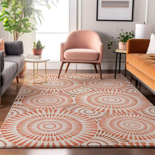 Piper Looms Mayfield Circles AMF877 Coral Machine Washable Area Rug Lifestyle Image Feature