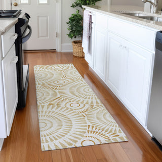 Piper Looms Mayfield Circles AMF877 Gold Machine Washable Area Rug Runner Lifestyle Image Feature