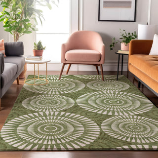 Piper Looms Mayfield Circles AMF877 Green Machine Washable Area Rug Lifestyle Image Feature
