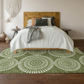 Piper Looms Mayfield Circles AMF877 Green Machine Washable Area Rug Lifestyle Image Feature