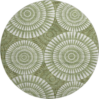 Piper Looms Mayfield Circles AMF877 Green Machine Washable Area Rug Round Main Image
