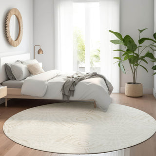 Piper Looms Mayfield Circles AMF877 Ivory Machine Washable Area Rug Round Lifestyle Image Feature