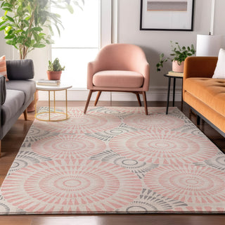 Piper Looms Mayfield Circles AMF877 Pink Machine Washable Area Rug Lifestyle Image Feature
