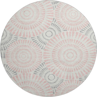 Piper Looms Mayfield Circles AMF877 Pink Machine Washable Area Rug Round Main Image