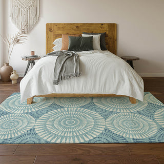 Piper Looms Mayfield Circles AMF877 Teal Machine Washable Area Rug Lifestyle Image Feature