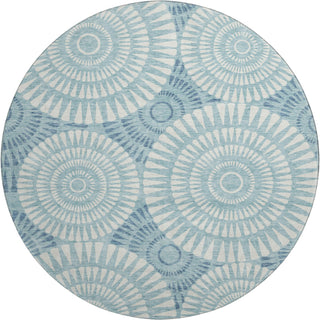 Piper Looms Mayfield Circles AMF877 Teal Machine Washable Area Rug Round Main Image