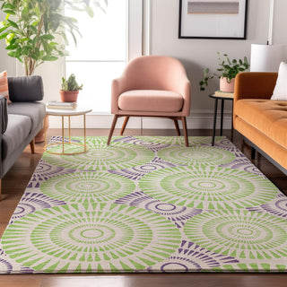 Piper Looms Mayfield Circles AMF877 White Machine Washable Area Rug Lifestyle Image Feature