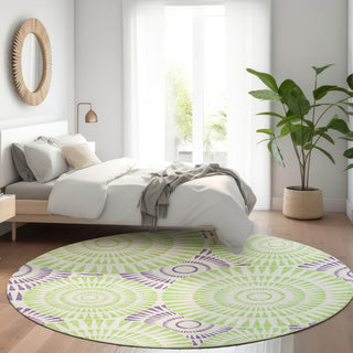 Piper Looms Mayfield Circles AMF877 White Machine Washable Area Rug Round Lifestyle Image Feature